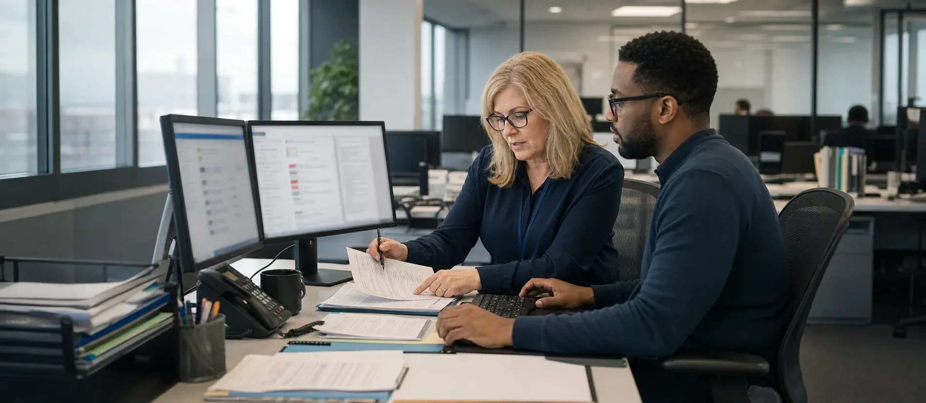 A payer clinical reviewer and operations analyst reconcile a lab-order evidence case