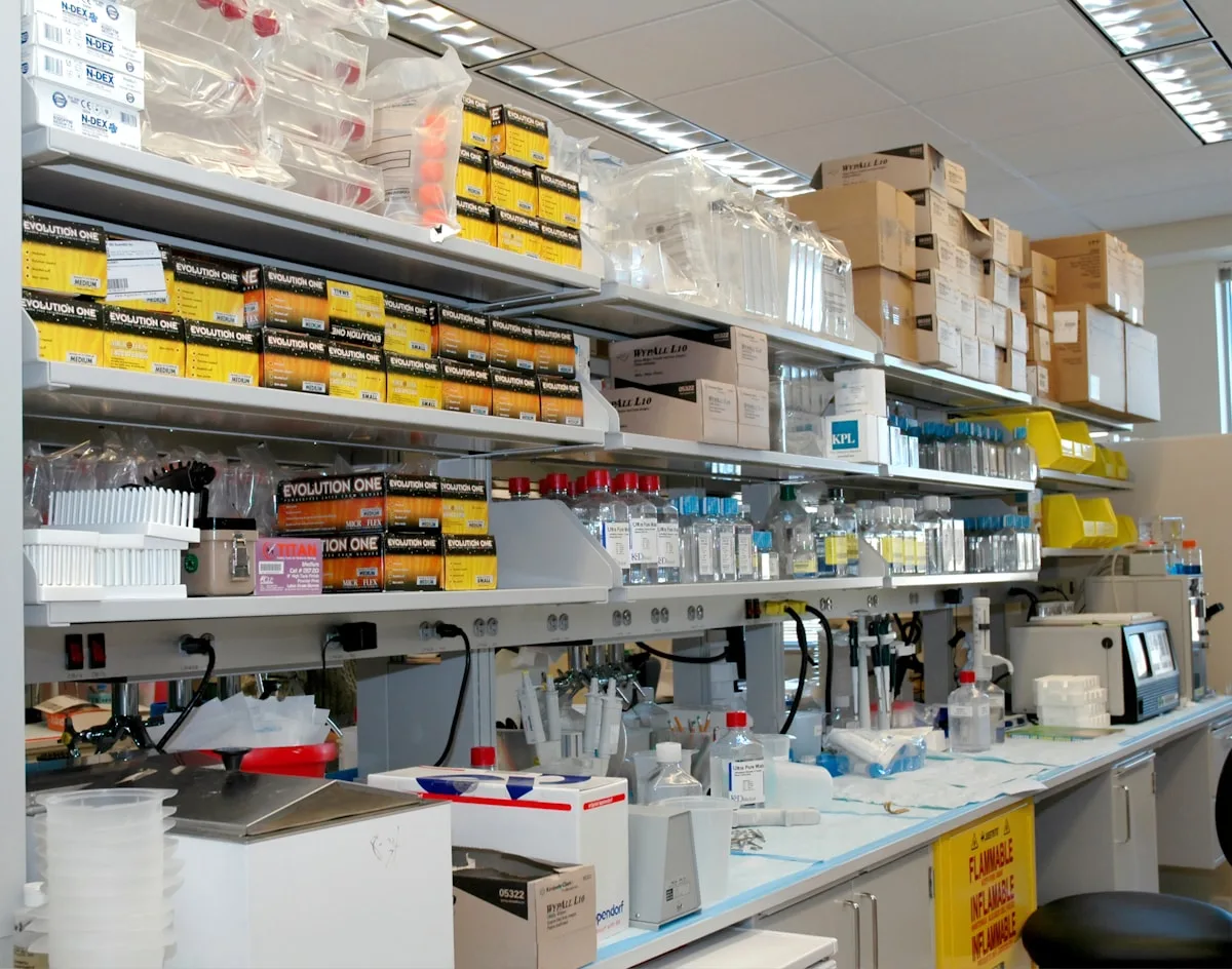 Organized laboratory supplies and inventory